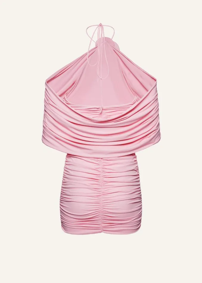 Shop Magda Butrym Dresses Ruched Flower Appliqu Wrap Dress In Pink Shop Magda Butrym Dresses Ruched Flower Appliqu Wrap Dress In Pink