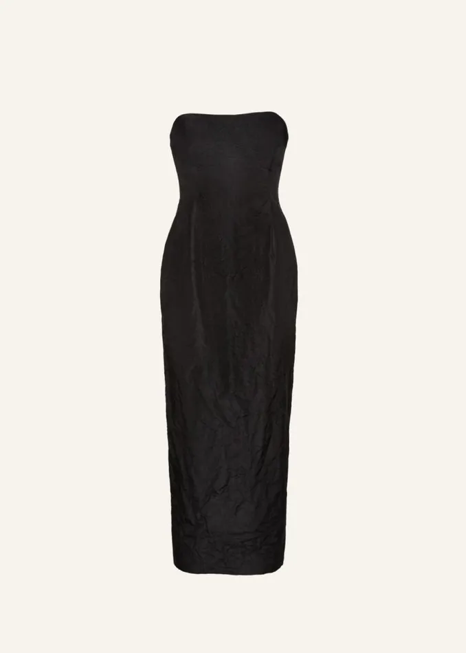 Shop Magda Butrym Dresses Strapless Corset Midi Dress In Black