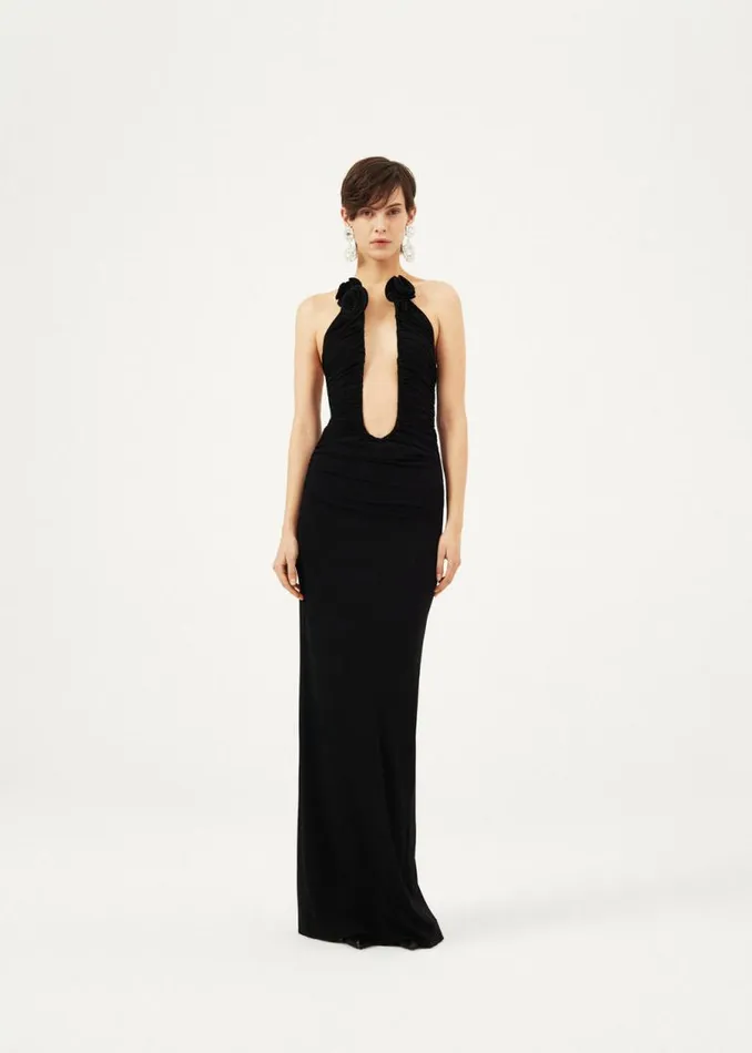 Shop Magda Butrym Dresses Strapless Plunge Maxi Dress In Black Shop Magda Butrym Dresses Strapless Plunge Maxi Dress In Black