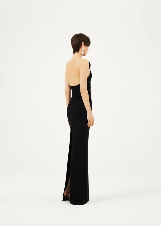 Shop Magda Butrym Dresses Strapless Plunge Maxi Dress In Black Shop Magda Butrym Dresses Strapless Plunge Maxi Dress In Black