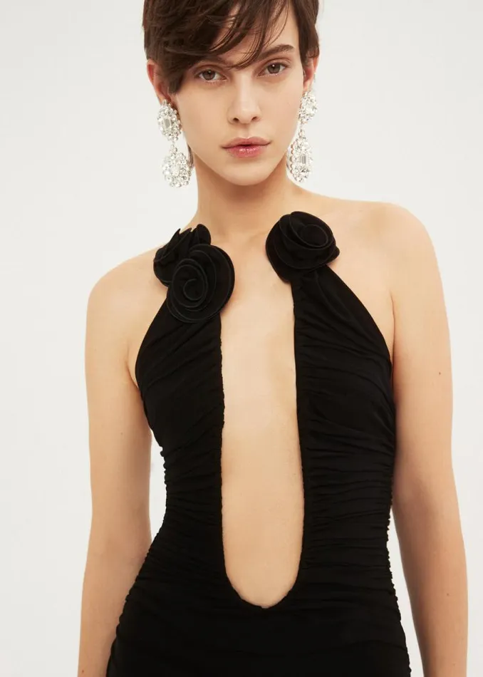 Shop Magda Butrym Dresses Strapless Plunge Maxi Dress In Black Shop Magda Butrym Dresses Strapless Plunge Maxi Dress In Black