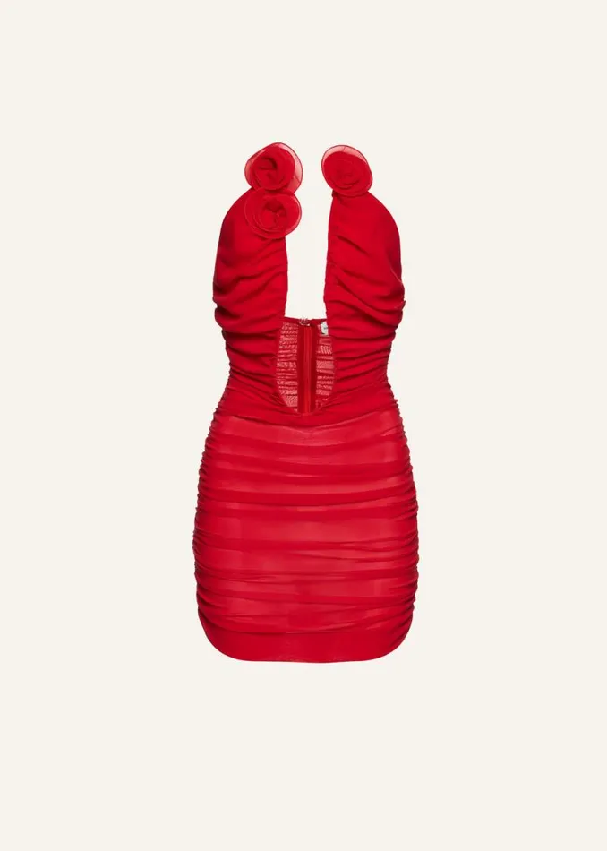 Shop Magda Butrym Dresses Strapless Plunge Mini Dress In Red