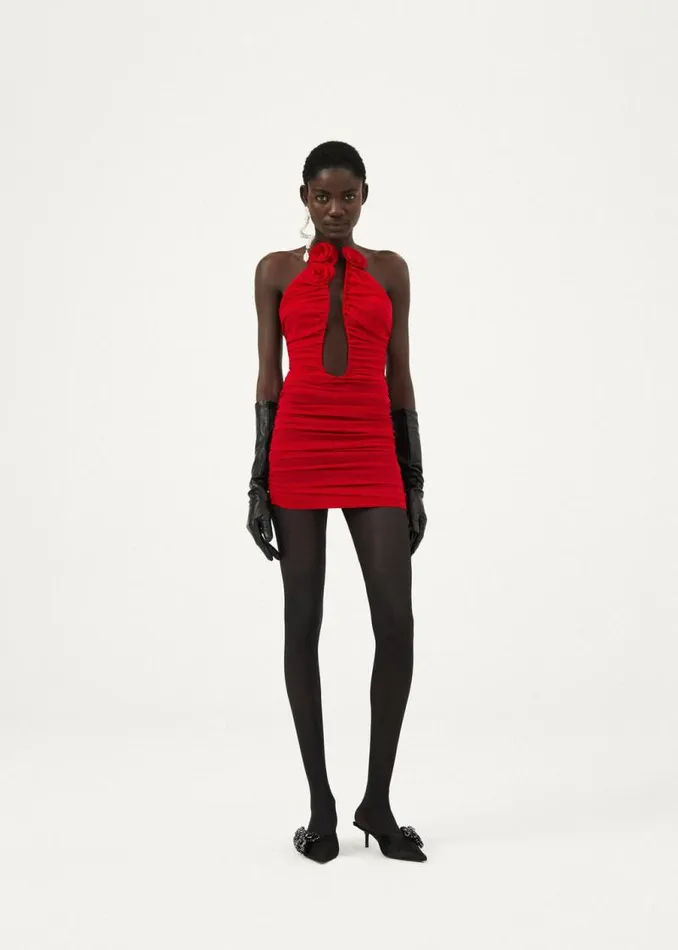 Shop Magda Butrym Dresses Strapless Plunge Mini Dress In Red Shop Magda Butrym Dresses Strapless Plunge Mini Dress In Red