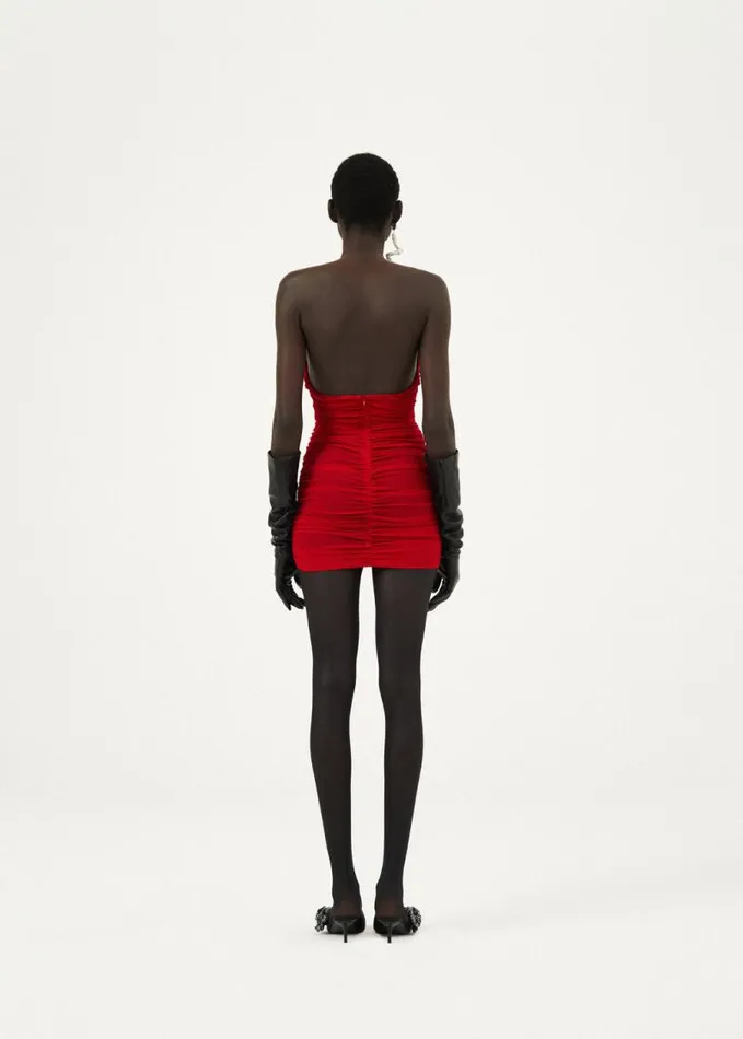 Shop Magda Butrym Dresses Strapless Plunge Mini Dress In Red Shop Magda Butrym Dresses Strapless Plunge Mini Dress In Red