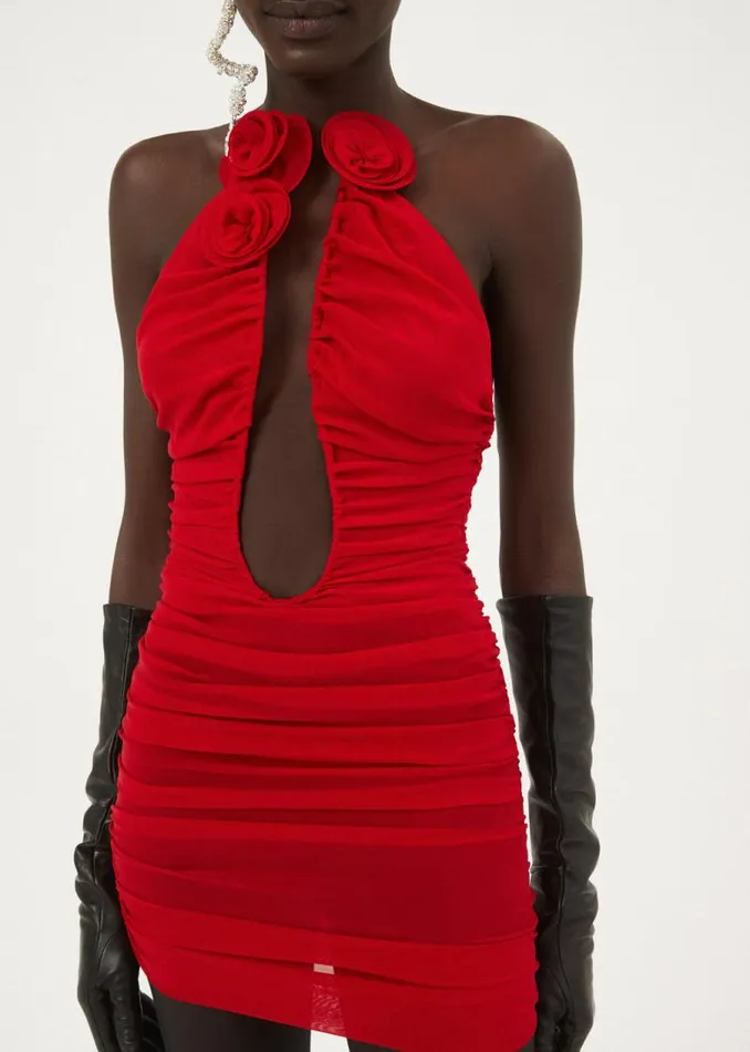 Shop Magda Butrym Dresses Strapless Plunge Mini Dress In Red Shop Magda Butrym Dresses Strapless Plunge Mini Dress In Red