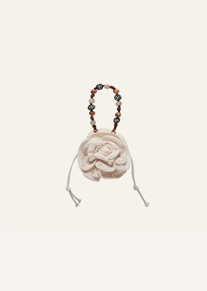 Shop Magda Butrym Handbags Magda Bag Beads Strap In Cream Crochet