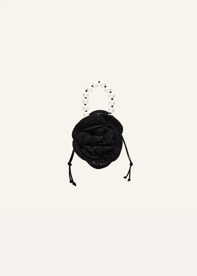 Shop Magda Butrym Handbags Magda Bag Pearl Strap In Black Crochet