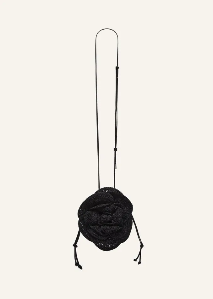Shop Magda Butrym Handbags Magda Bag Pearl Strap In Black Crochet