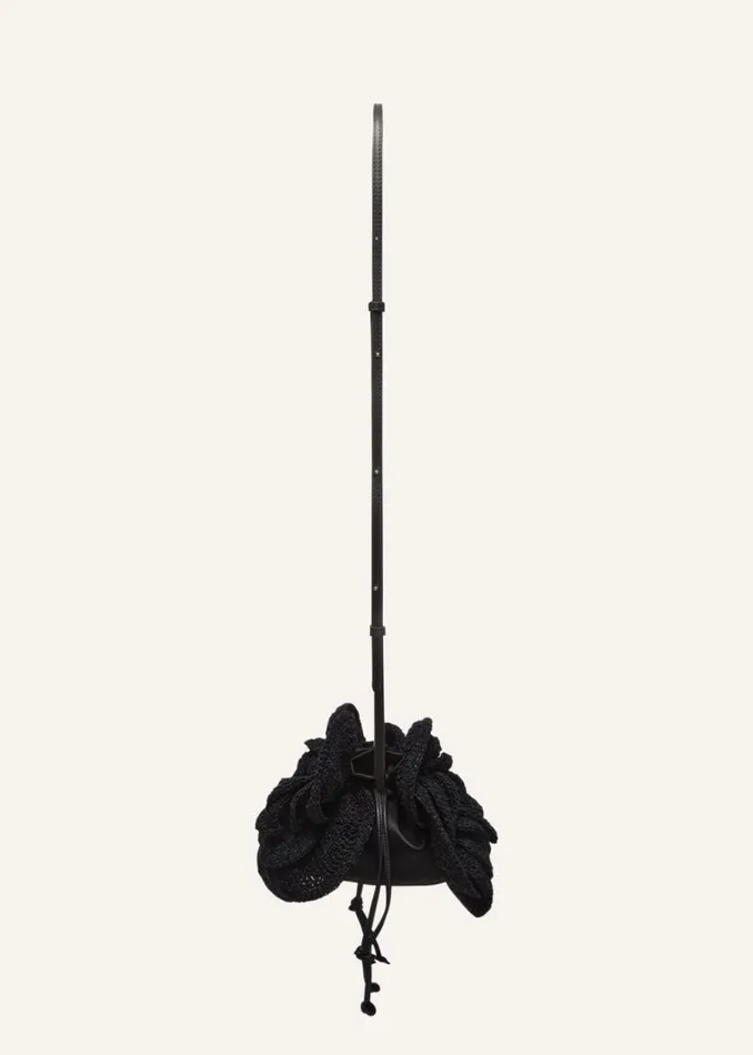 Shop Magda Butrym Handbags Magda Bag Pearl Strap In Black Crochet