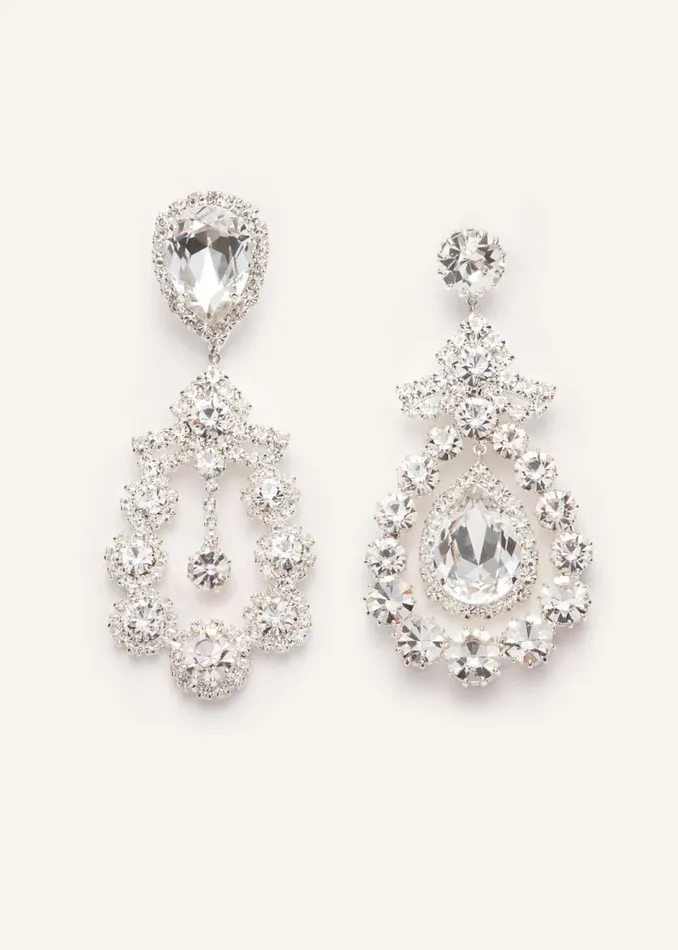 Shop Magda Butrym Jewelry Mirror Image Crystal Earrings In Silver