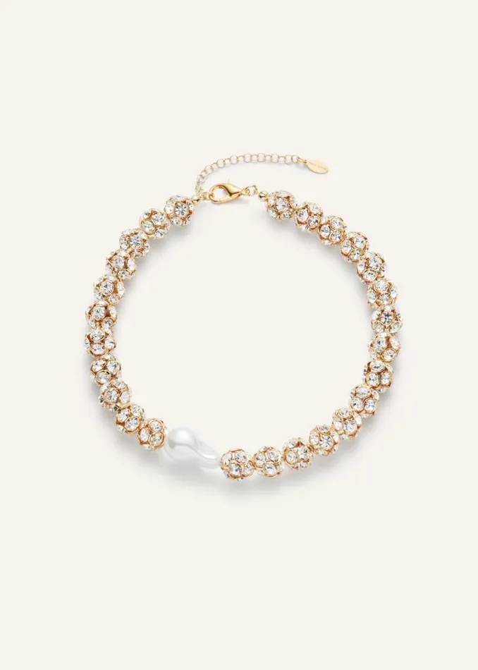 Shop Magda Butrym Jewelry Pearl And Crystal Beads Necklace In Gold