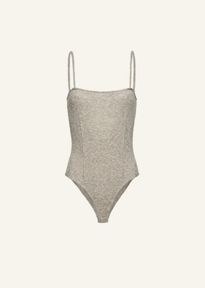 Shop Magda Butrym Knitwear Thin Knit Bodysuit In Grey