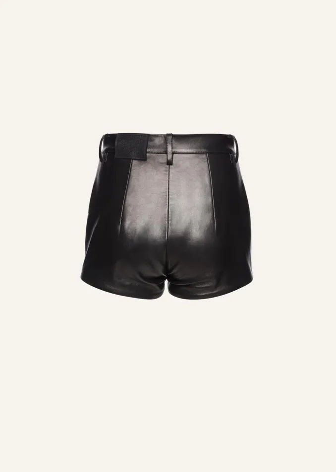 Shop Magda Butrym Leather And Shearling Leather Hot Shorts In Black Shop Magda Butrym Leather And Shearling Leather Hot Shorts In Black