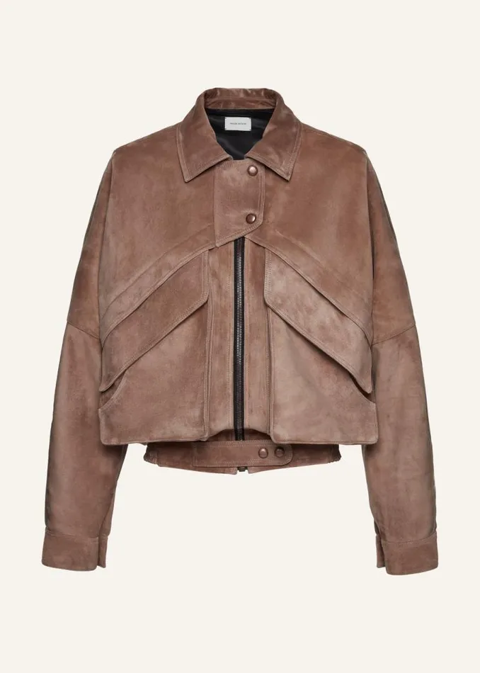 Shop Magda Butrym Leather And Shearling Vintage Bomber Jacket In Brown Suede