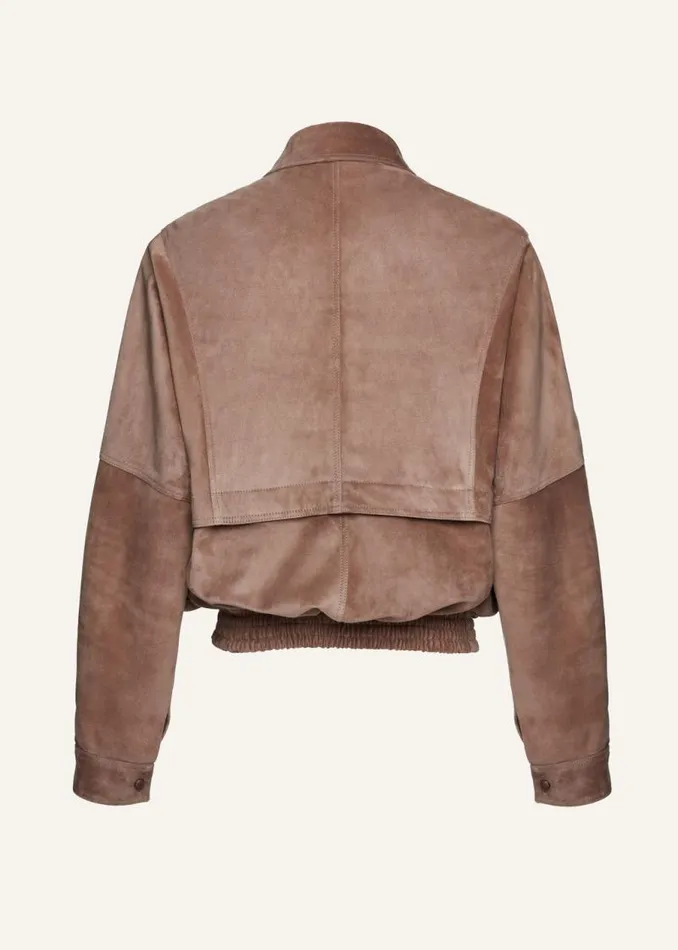 Shop Magda Butrym Leather And Shearling Vintage Bomber Jacket In Brown Suede Shop Magda Butrym Leather And Shearling Vintage Bomber Jacket In Brown Suede