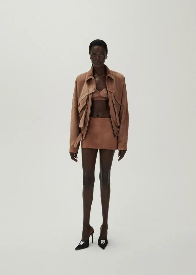 Shop Magda Butrym Leather And Shearling Vintage Bomber Jacket In Brown Suede Shop Magda Butrym Leather And Shearling Vintage Bomber Jacket In Brown Suede