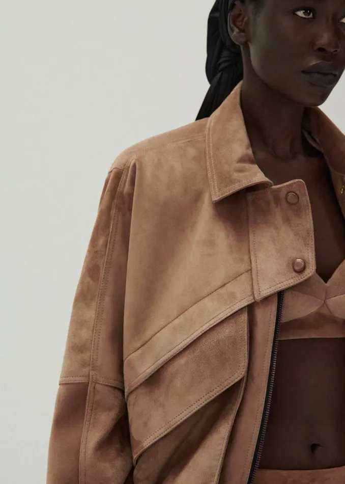 Shop Magda Butrym Leather And Shearling Vintage Bomber Jacket In Brown Suede Shop Magda Butrym Leather And Shearling Vintage Bomber Jacket In Brown Suede