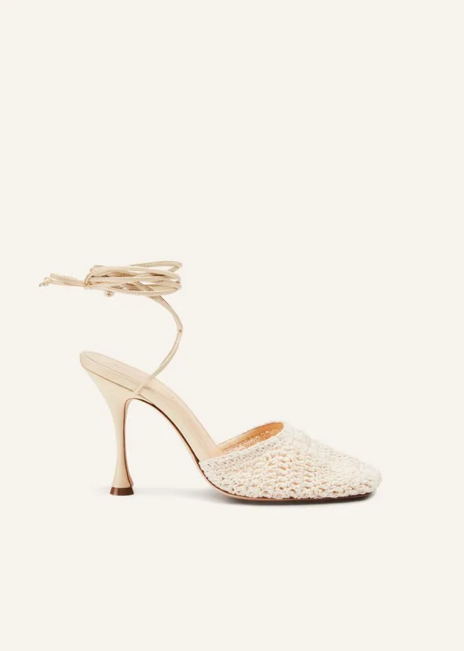 Shop Magda Butrym Shoes Crochet Wrap Heels Incream