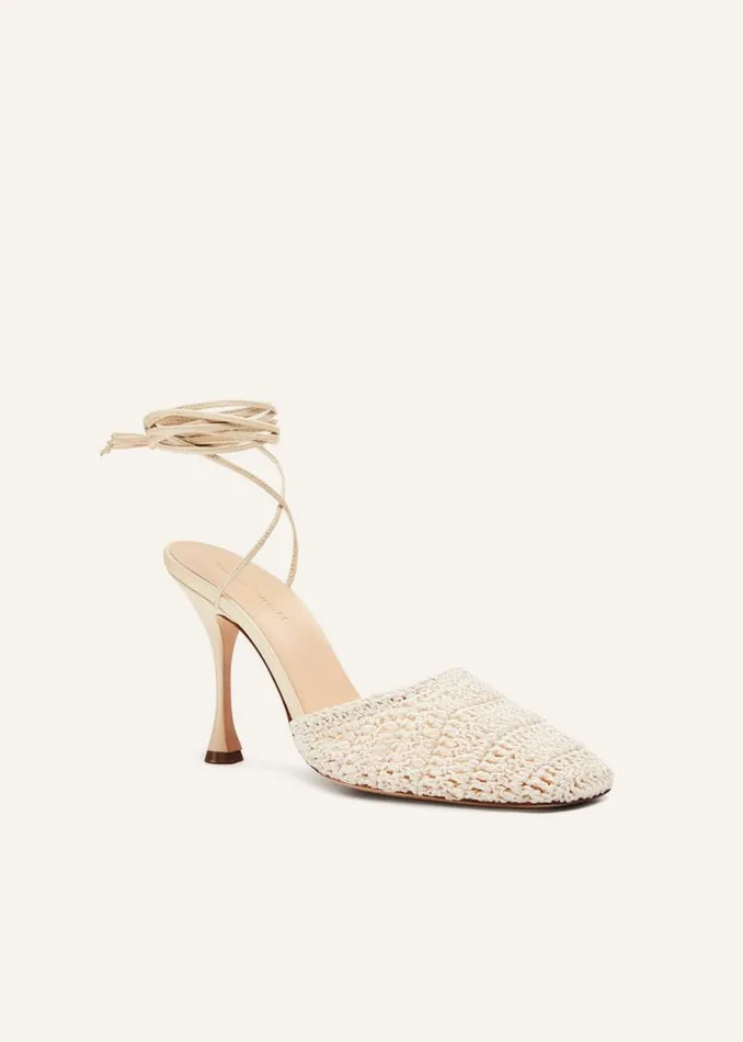 Shop Magda Butrym Shoes Crochet Wrap Heels Incream Shop Magda Butrym Shoes Crochet Wrap Heels Incream