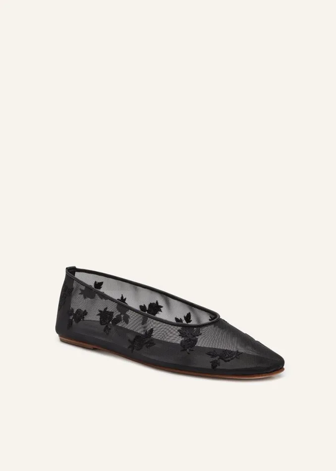 Shop Magda Butrym Shoes Mesh Ballet Flats In Black Embroidery Shop Magda Butrym Shoes Mesh Ballet Flats In Black Embroidery
