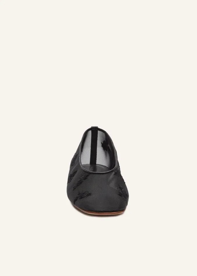 Shop Magda Butrym Shoes Mesh Ballet Flats In Black Embroidery Shop Magda Butrym Shoes Mesh Ballet Flats In Black Embroidery