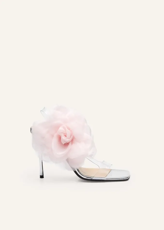 Shop Magda Butrym Shoes Organza Flower PVC Sandals In Mirror Pink