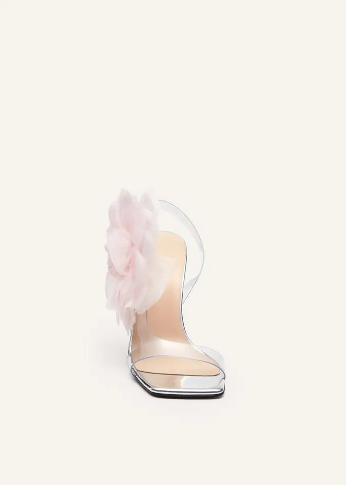 Shop Magda Butrym Shoes Organza Flower PVC Sandals In Mirror Pink Shop Magda Butrym Shoes Organza Flower PVC Sandals In Mirror Pink