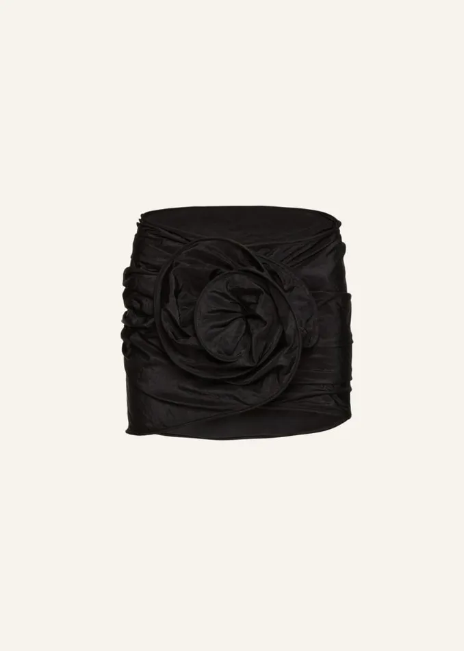 Shop Magda Butrym Skirts Crinkle Taffeta Rose Mini Skirt In Black