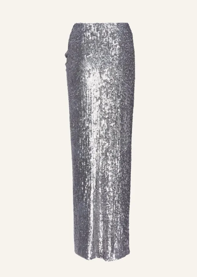 Shop Magda Butrym Skirts Draped Maxi Skirt In Silver Shop Magda Butrym Skirts Draped Maxi Skirt In Silver