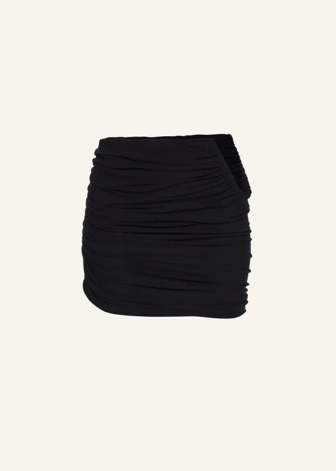 Shop Magda Butrym Skirts Hip Plunge Ruched Mini Skirt In Black
