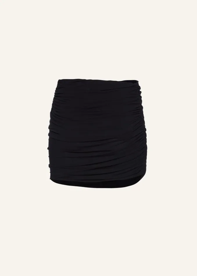 Shop Magda Butrym Skirts Hip Plunge Ruched Mini Skirt In Black Shop Magda Butrym Skirts Hip Plunge Ruched Mini Skirt In Black