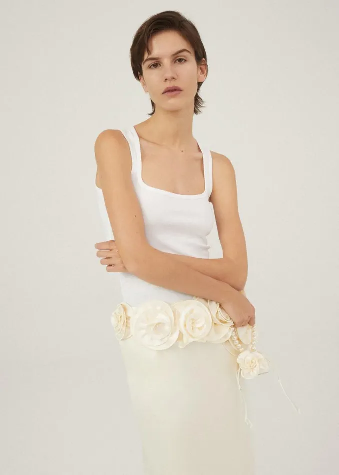 Shop Magda Butrym Skirts Low Waist Back Slit Maxi Skirt In Cream Shop Magda Butrym Skirts Low Waist Back Slit Maxi Skirt In Cream