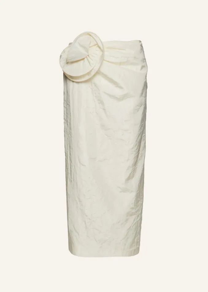 Shop Magda Butrym Skirts Taffeta Rose Appliqu Midi Skirt In Cream