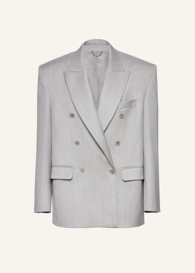 Shop Magda Butrym Tailoring And Suits Oversized Double Breasted Blazer In Grey Shop Magda Butrym Tailoring And Suits Oversized Double Breasted Blazer In Grey
