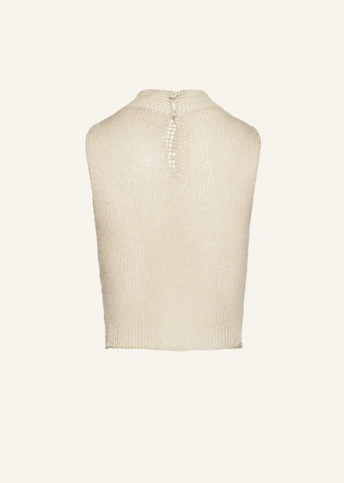Shop Magda Butrym Tops Lace Crochet Tank Top In Cream Shop Magda Butrym Tops Lace Crochet Tank Top In Cream