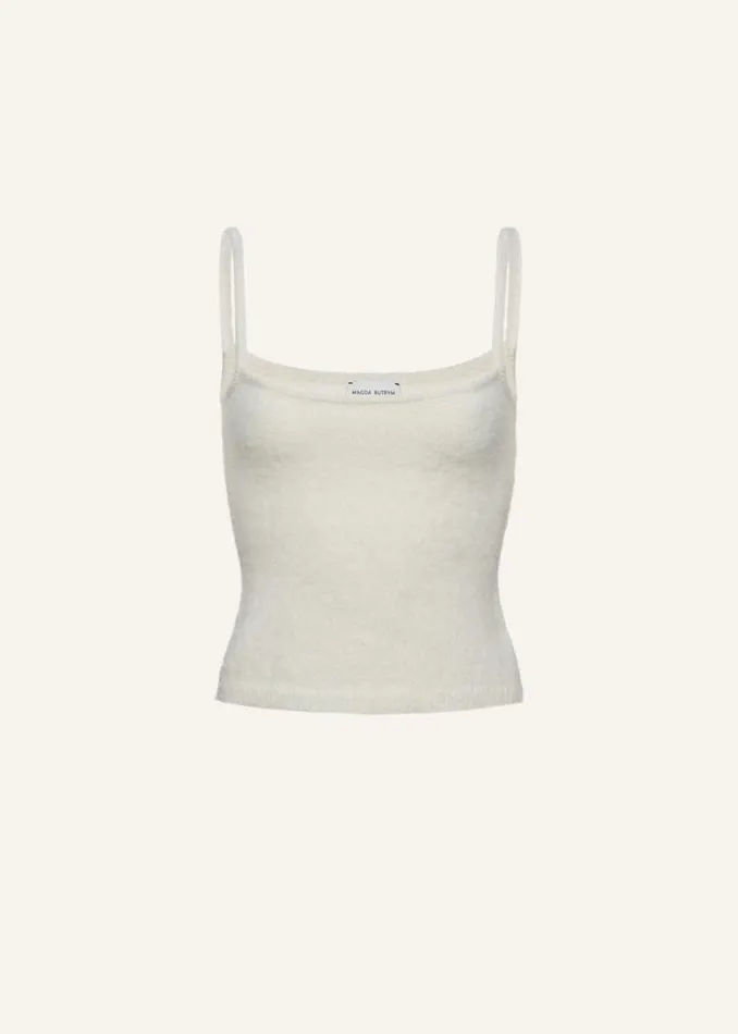 Shop Magda Butrym Tops Mohair Blend Knit Tank Top In Cream