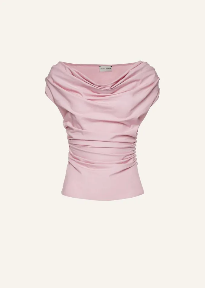 Shop Magda Butrym Tops Off Shoulder Draped Top In Pink