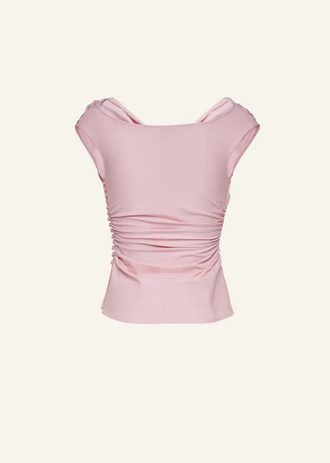 Shop Magda Butrym Tops Off Shoulder Draped Top In Pink Shop Magda Butrym Tops Off Shoulder Draped Top In Pink