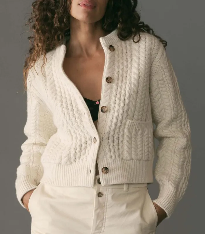 Shop MERCINA CARDIGAN Ivory DEN Knitwear