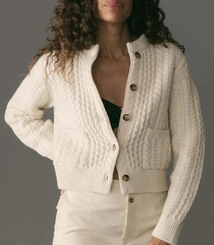 Shop MERCINA CARDIGAN Ivory DEN Knitwear