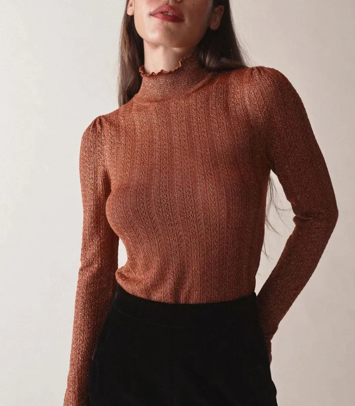 Shop MINOU TURTLENECK Persimmon DEN Knitwear