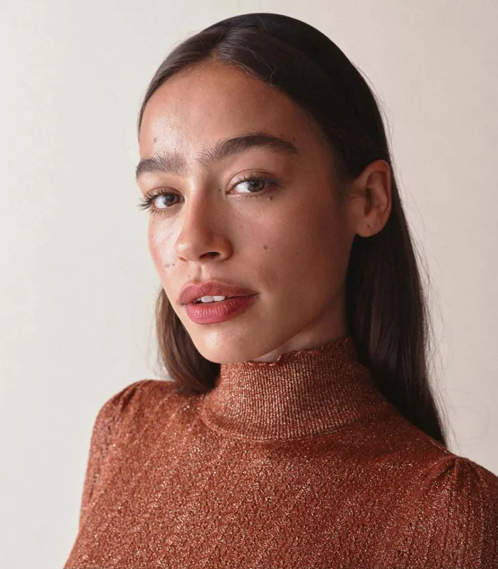 Shop MINOU TURTLENECK Persimmon DEN Knitwear