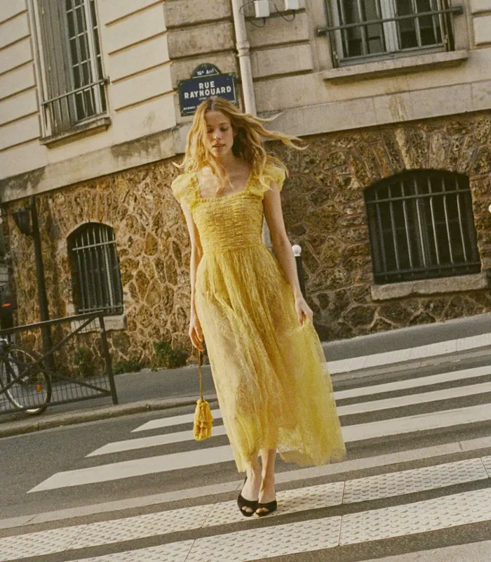 Shop PAMELINA DRESS Daffodil Yellow Lace DEN Dresses