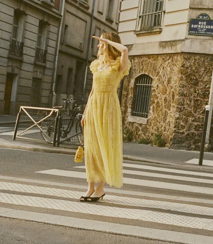 Shop PAMELINA DRESS Daffodil Yellow Lace DEN Dresses
