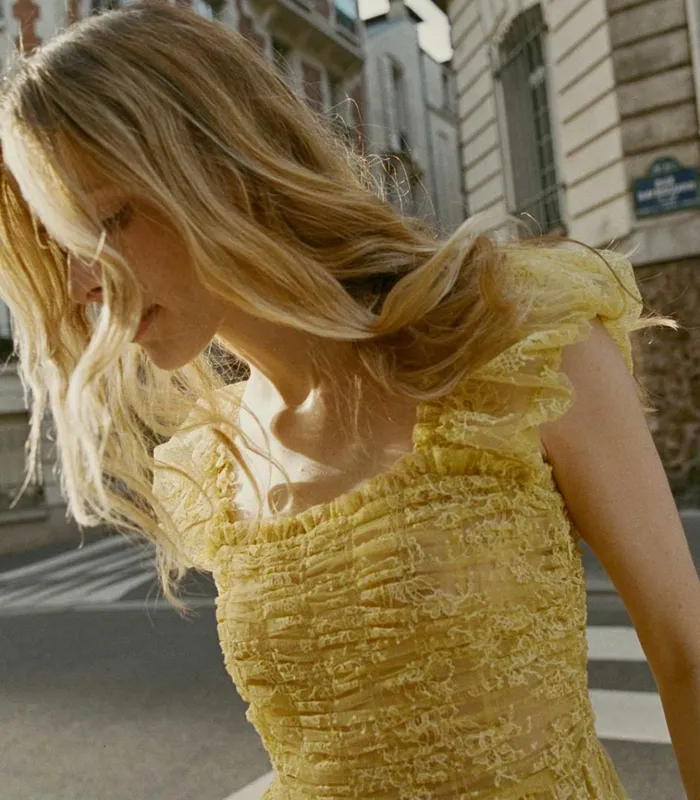 Shop PAMELINA DRESS Daffodil Yellow Lace DEN Dresses