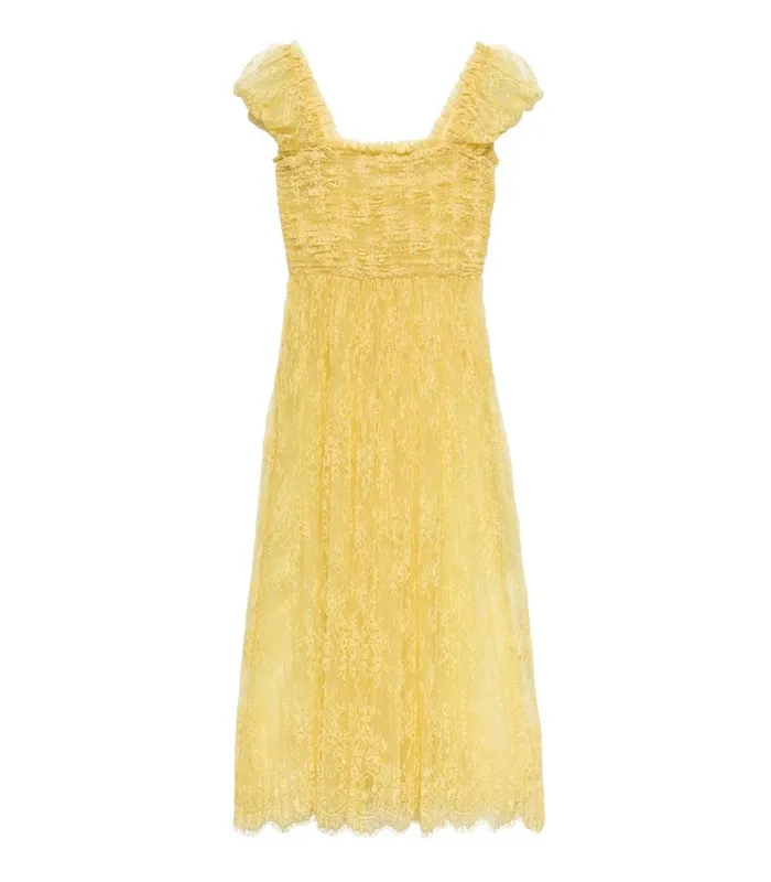 Shop PAMELINA DRESS Daffodil Yellow Lace DEN Dresses