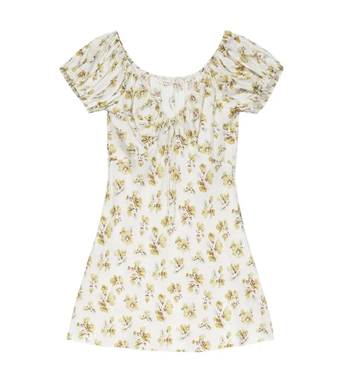 Shop SERA DRESS Gold Frolicking Floral DEN Dresses