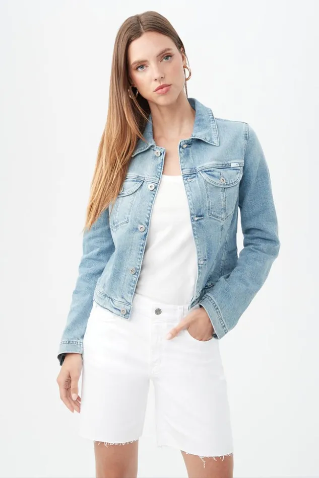 SHOP Trina Turk JACKETS and COATS AG WOMEN039S LIGHT BLUE ALAMO DENIM JACKET
