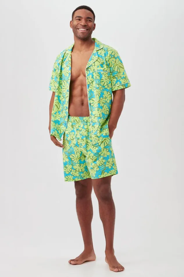 SHOP Trina Turk MEN039S SLEEPWEAR PALM LEAVES MEN039S SHORT SLEEVE BOXER SHORT JERSEY PJ SET
