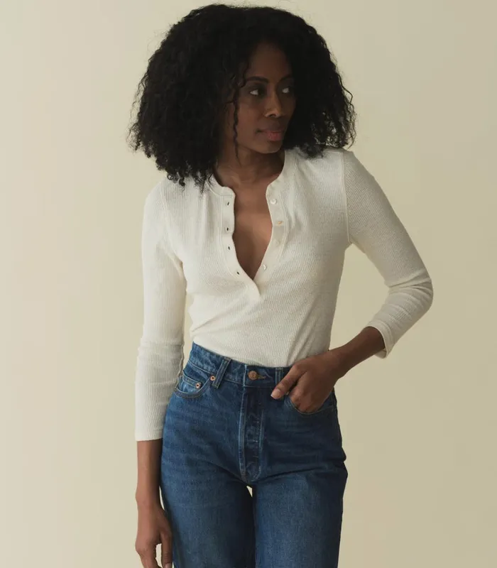 Shop VESPER SILK TEE Cream DEN Tees